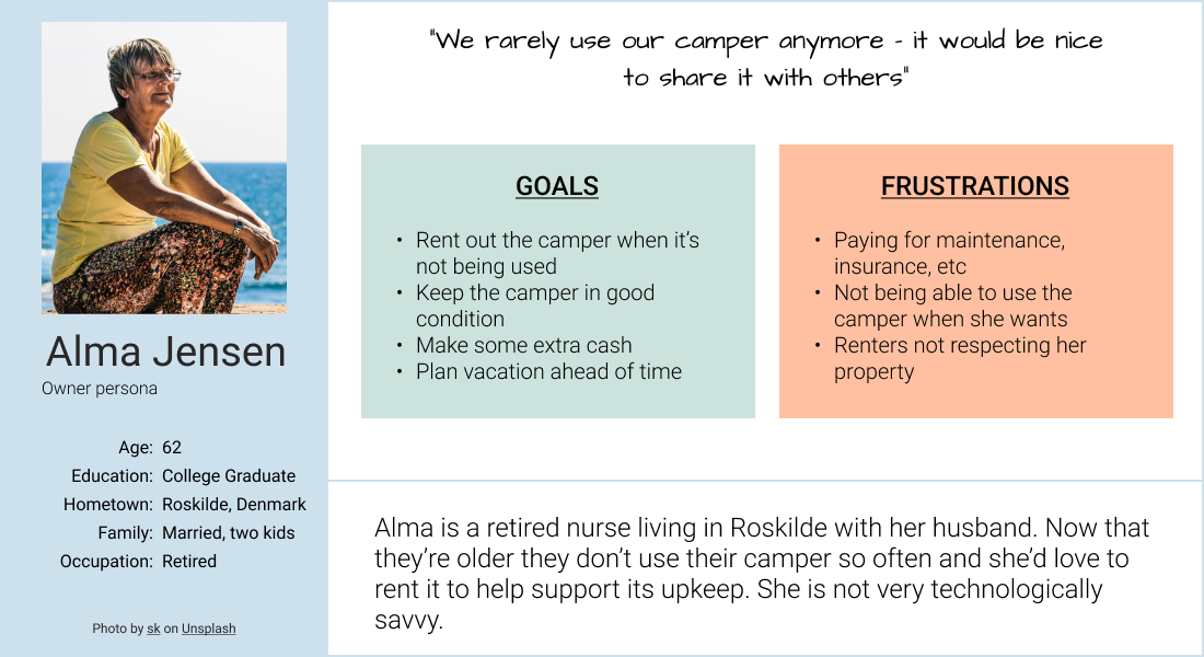 Camper trailer owner persona for Camptravel