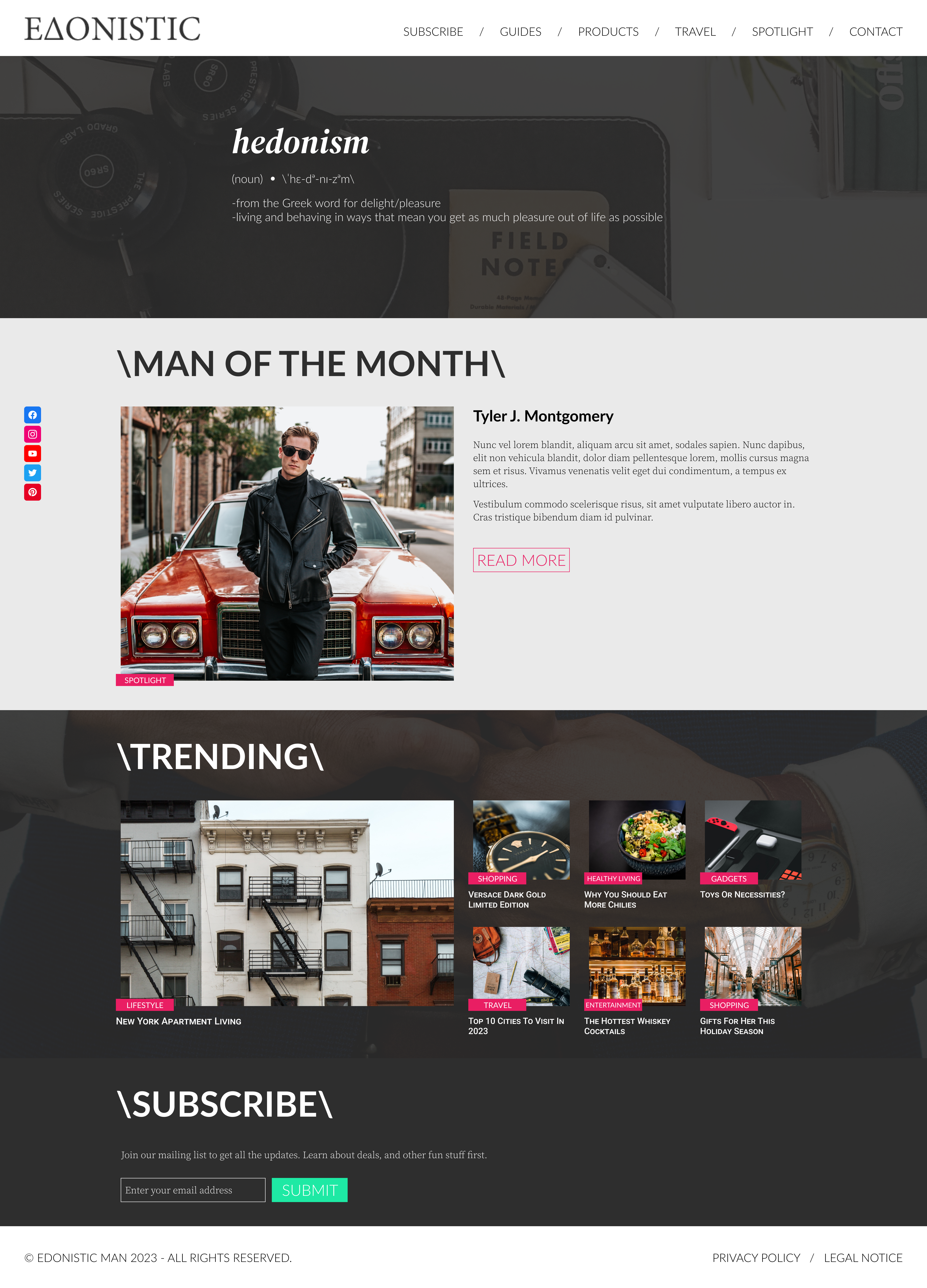 Edonistic man Homepage design